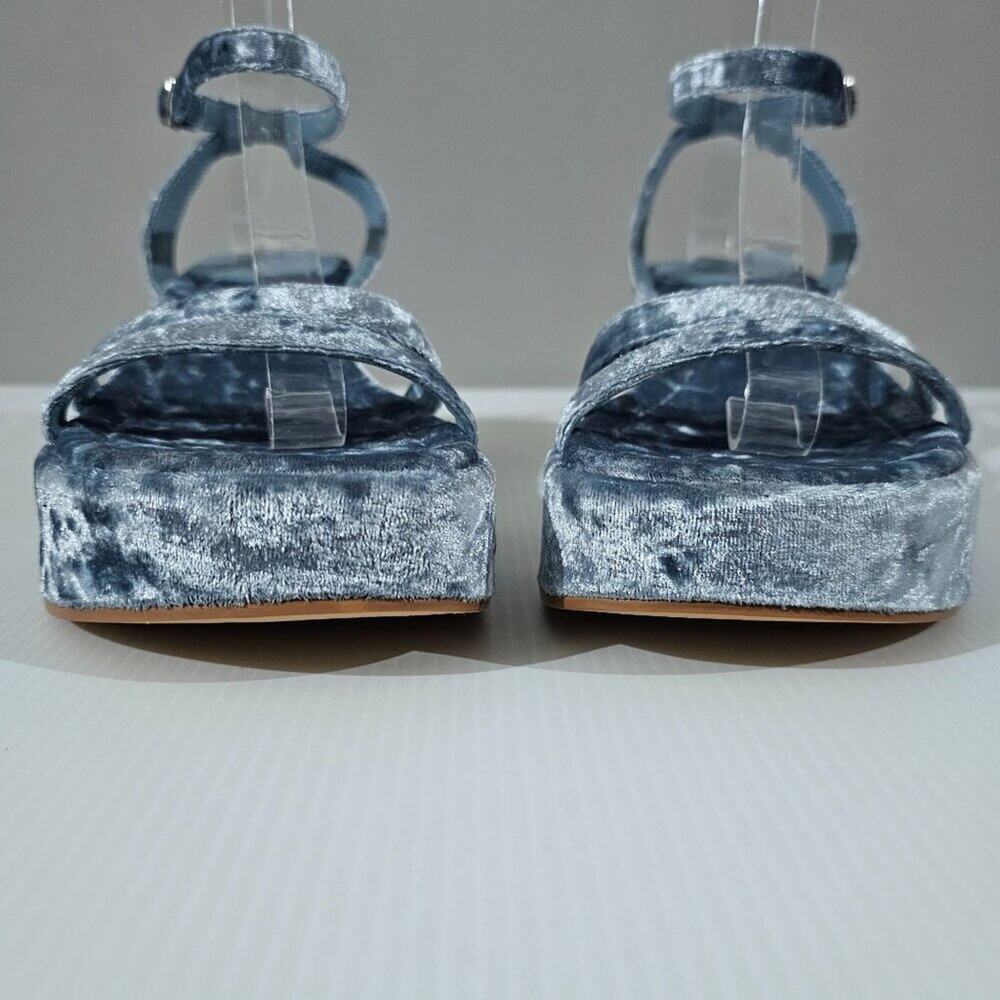 Jeffrey Campbell Activate Platform Sandal Womens 8 Blue Crushed Velvet Heels NEW - Picture 6 of 13